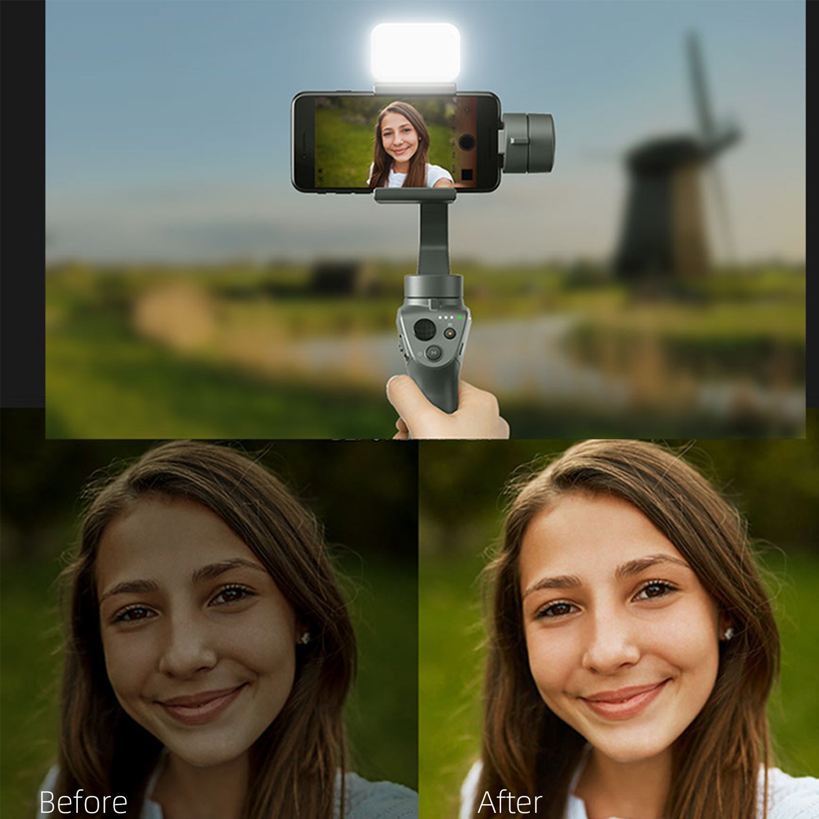 Selfie Ring Light OM Fill Light for DJI OSMO Mobile 6/OM 5/OM SE/OM4 SE/Insta360 Flow,Magnetic Fill Light Compatible with DJI Osmo and All Brands of Gimbal Stabilizer