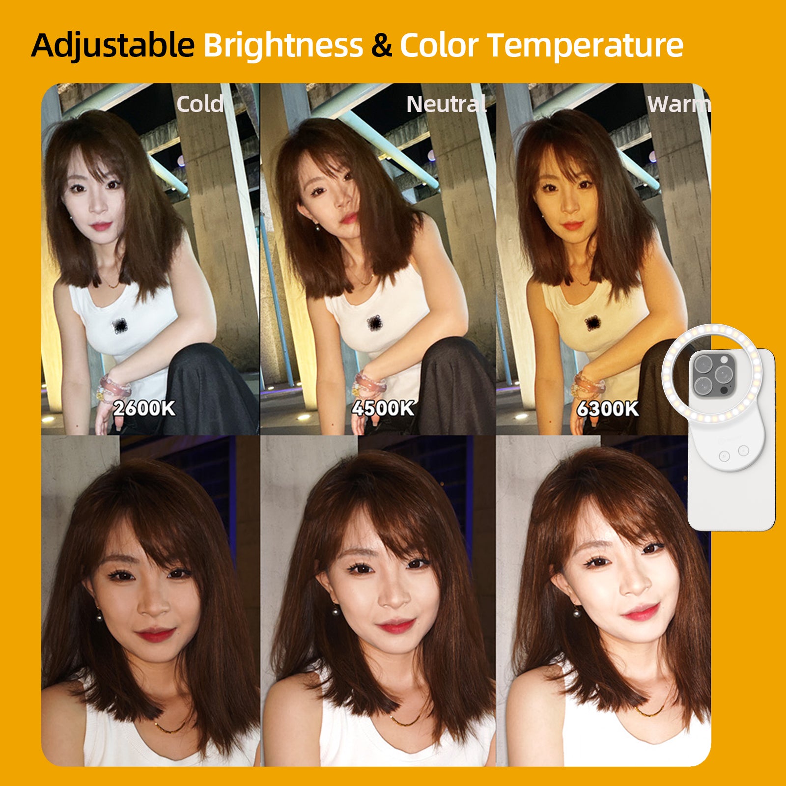 Rechargeable Selfie Light & Phone Light Clip for iPhone - Phone LED Light with Adjustable Brightness, Perfect for Selfies, Makeup, TikTok, Live Streaming & Video Conferencing